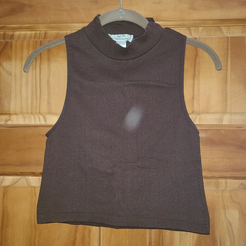 Hippie Rose Brown Mock Neck Solid Ribbed Pullover
